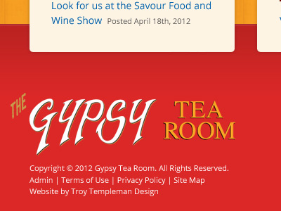 Gypsy Tea Room Website Footer design development footer logo website