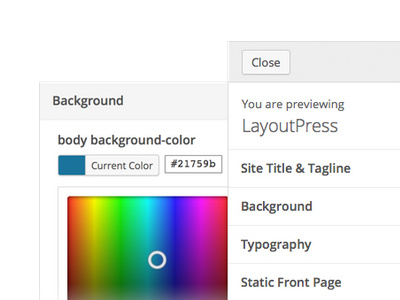 LayoutPress Website A Customized Site Customizer color customizer design development website wordpress