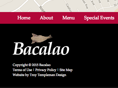 Bacalao Website Footer design development footer logo navigation website