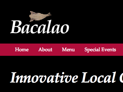 Bacalao Website Header banner design development logo navigation website