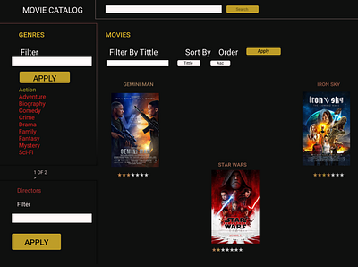 A Cinema application page