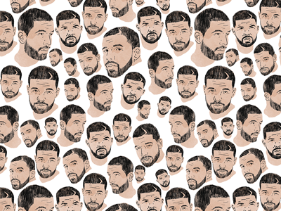 Drizzy Patter drake drizzy illustration nwts ovo pattern the 6 vft6 watercolor