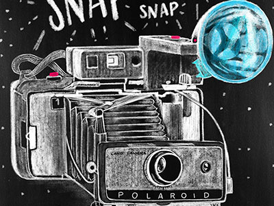 Vintage Polaroid black and white camera chalk chalk art illustration polaroid