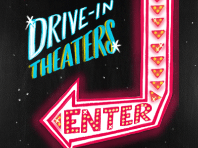 Drive-In Theaters drive ins i remember whensday illustration lettering theaters