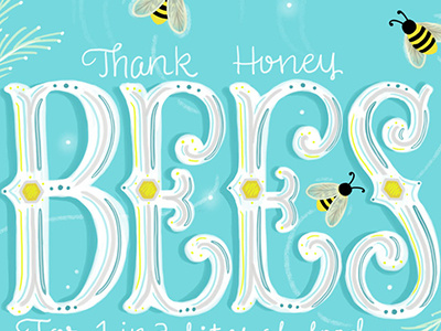 Honey Bees hand lettering honey bees i remember whensday illustration lettering typography