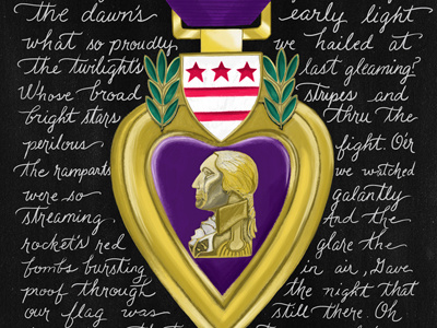 Purple Heart cursive i remember whensday illustration memorial day purple heart