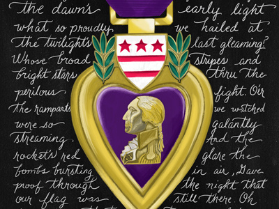 Purple Heart memorial day purple heart cursive illustration i remember whensday