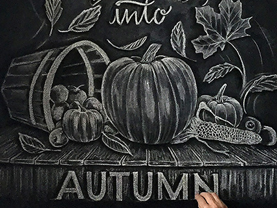 Fall Into Autumn autumn black and white chalk chalk art chalk lettering fall illustration