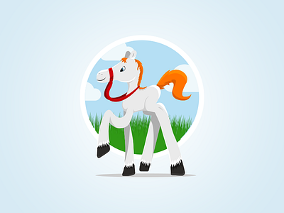 Horse illustration cartoon fun horse icon illustration white