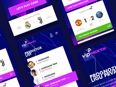 Predictor App application champions league design football predictor purple soccer