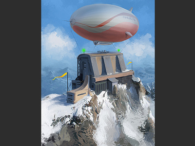 Zeppelin Docking mountain snow zeppelin