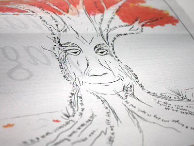 Firewords Tree drawing editorial kickstarter layout magazine masthead newspaper newsprint publishing quarterly sketch tree