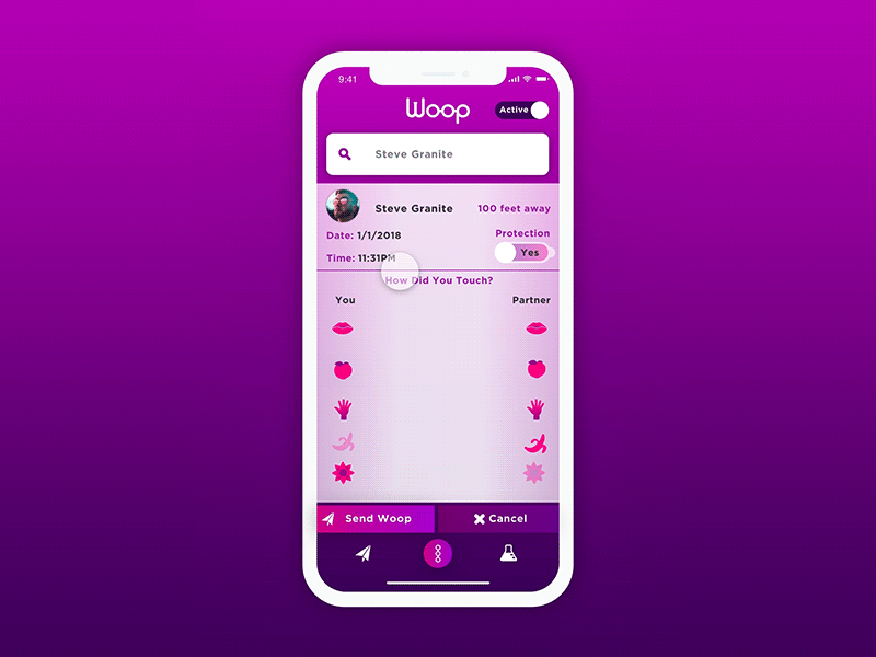 Woop - Documenting Sex app design health app illustration mobile animation mobile app prototype purple ui ui ux design ux