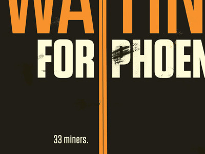 Waiting For Phoenix type. black orange poster retro tungsten type vintage