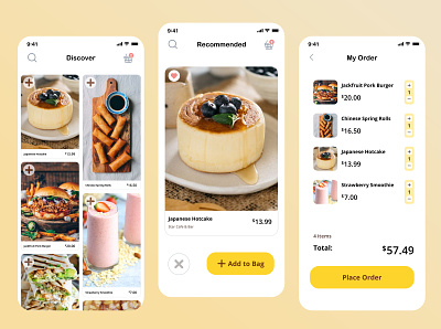 Food App 🍕 | Discover, Recommendation, Order app cards ui clean design food app iphone pinterest swipe card tinder ui ux