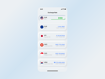 Currency Exchange App 💵💶💱 | Soft UI adobe xd app currency currency exchange neumorphism soft ui