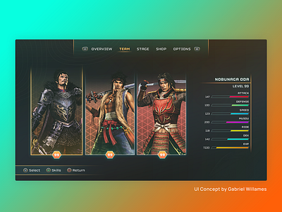 Samurai Game UI Concept 2d concept design game gameui photoshop ui