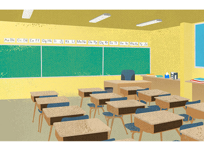 Classroom classroom desk illustration vector vintage