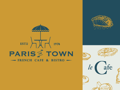 Paris in Town bistro branding cafe food french illustration paris restaurant typography