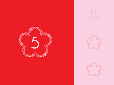 Five for Five aromatherapy branding cinquefoil concept five floral flowers logo wip