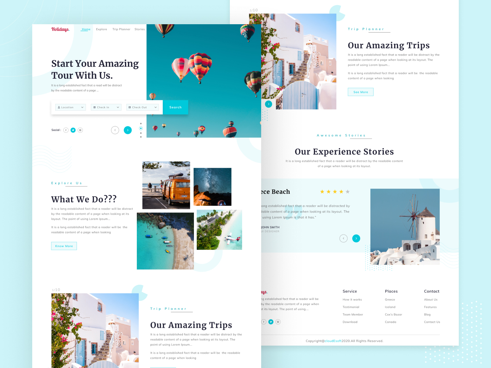 Travel Landing Page Design by cloudEsoft on Dribbble