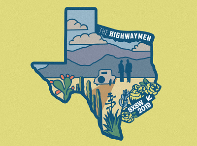 Netflix: The Highwaymen at SXSW custom patch design illustration patch design