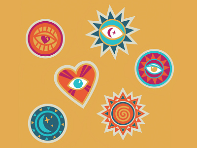 Radiant Wildheart Iconography badges branding design icons illustration logo magical mystical spiritual stickers vector