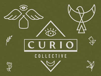 Curio Collective Final Logo & Marks brand identity branding design illustration interior design firm line art logo mystical logo vector