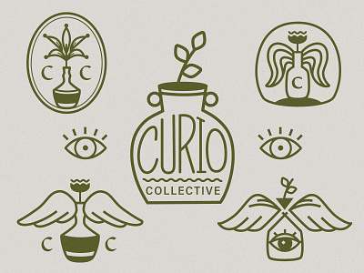 Curio Collective Logos & Marks brand identity branding design hand drawn icons illustration line art logo mystical logo vector