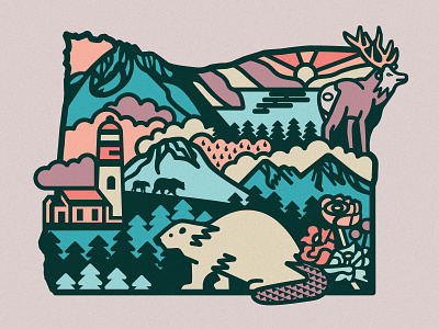 Oregon Illustration design hand drawn illustration national park oregon oregon art outdoor art vector