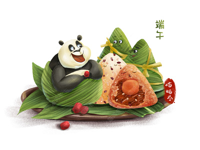 The Dragon Boat Festival-Chinese Traditional Festivals chinese chinese culture design food giant panda illustration panda the dragon boat festival traditional chinese rice pudding