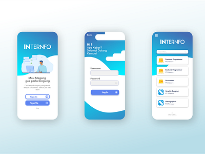 Internfo Mobile App Wireframes