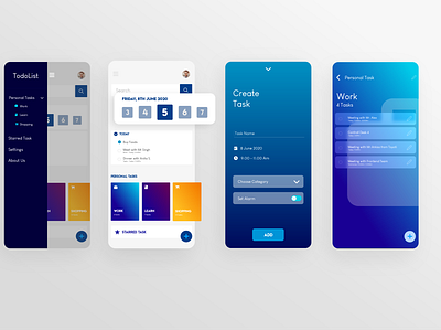 TodoList - Mobile App app art design flat illustration ui ux