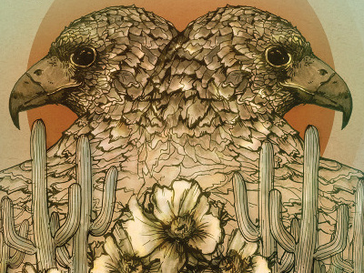 Los Colognes hawks album art cactus design hawks illustration los colognes nashville