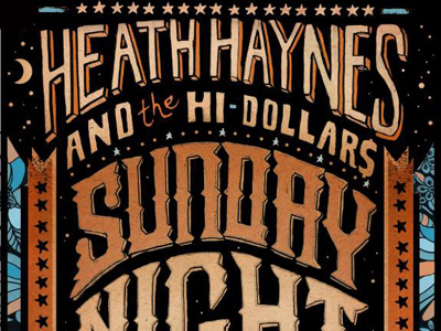 Hi-Dollars show poster 5 spot design heath haynes hi dollars illustration lettering nashville night showprint sunday