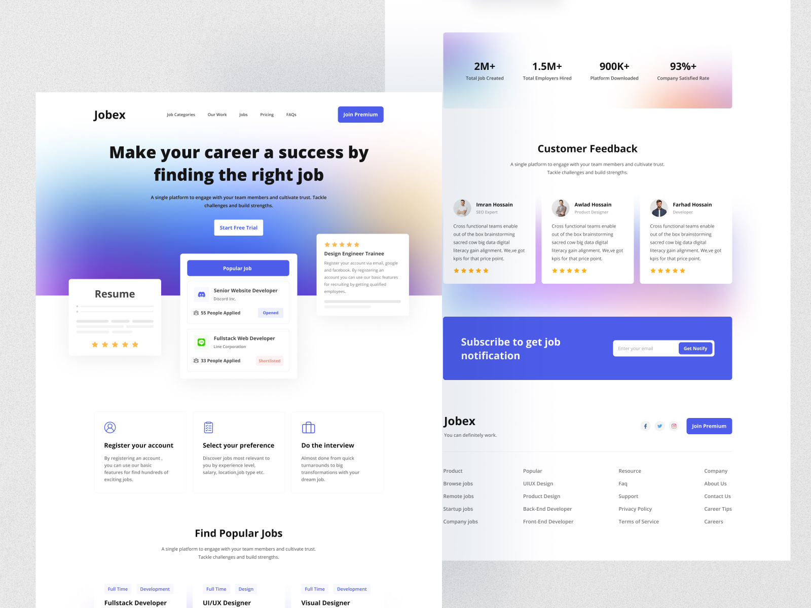 Jobex Landing Page Design by Awlad Hossain on Dribbble