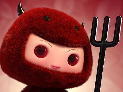 Red 3d animation 3ds max character design fur red vray