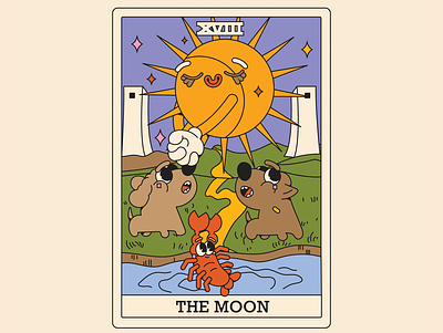The moon card card character character design design flat illustraion tarot cards vector illustration