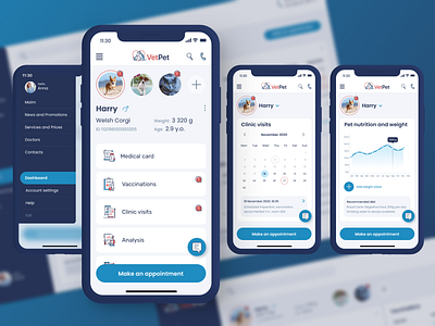 Client Mobile Dashboard on VetClinics Web dashboard dashboard ui figma mobile pet ui vet