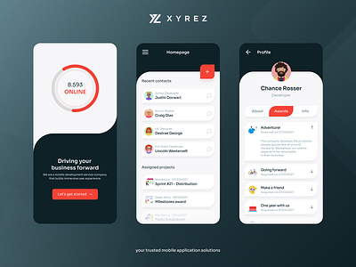 XYREZ - Team management app concept app branding graphic design logo typography ui ux