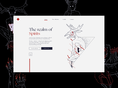 The Realm of Spirits hand drawn illustration mythology serif web webdesign