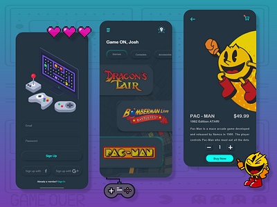 Retro Game Shop App animation app art design icon logo ui ux vector web