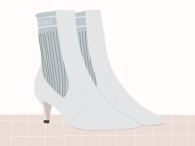 Silver Fendi Sock Boots editorial illustration fashion fashion illustration illustration illustration art illustrator procreate
