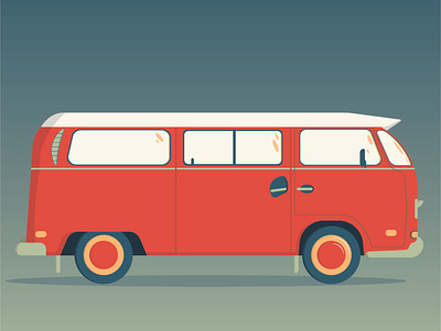 VW Road Trip design flat illustration vector vw vw van