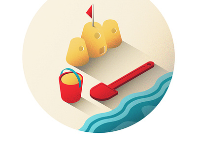 Sand castle castle daily design dribbble dribble shot flat icon illustration illustrator isometric art isometric illustration sand summer texture vector