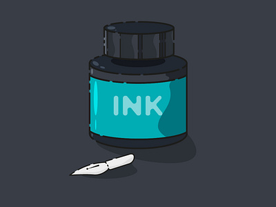 Ink Pot design dribbble flat icon illustration illustrator ink pen vector