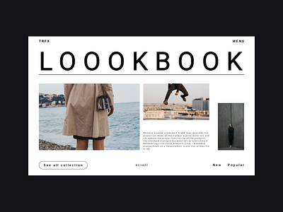 Lookbook Editorial Page blackandwhite branding fash fashion landingpage lookbook minimalism typogaphy ui uidesign