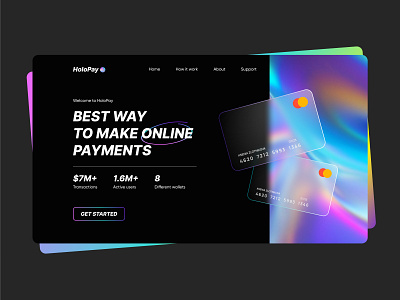 Online Banking Website - Credit Card bank banking clean ui credit card desktop finance gradient holo interface landing page minimal online payment product page ui website