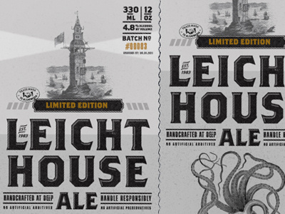 Leicht House Ale ale batch beer label light house squid