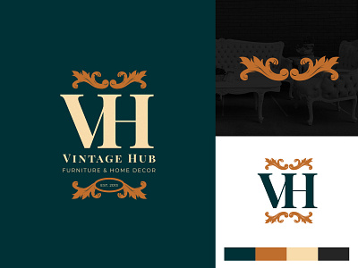 Vintage Hub logo option branding debut design designer furniture icon logo logo design vintage vintage logo